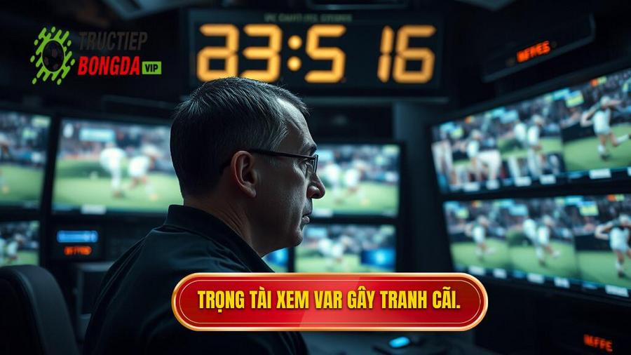3. Trọng tài xem VAR gây tranh cãi.